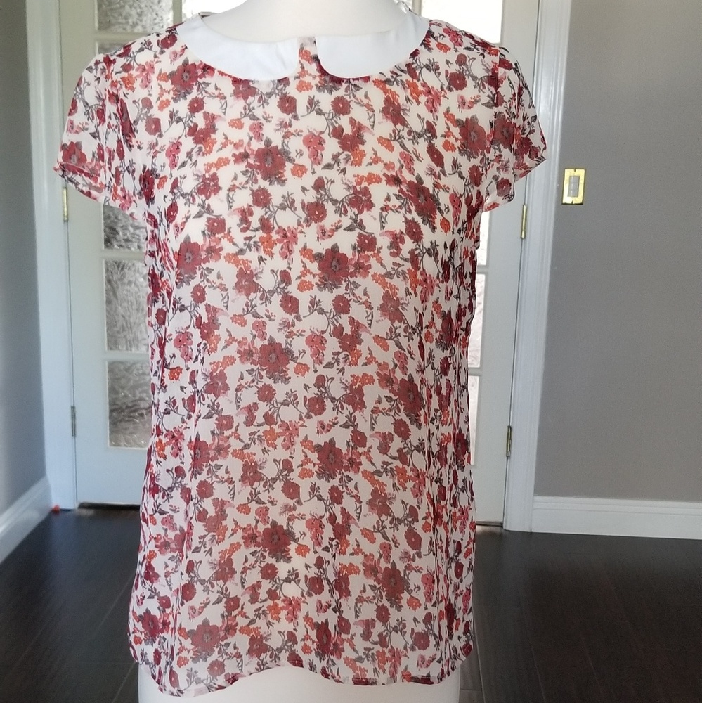Zara short sleeve floral blouse size xs